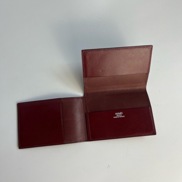 Hermes Guernsey Rouge Leather Tri-Fold Card Case - Picture 5 of 9